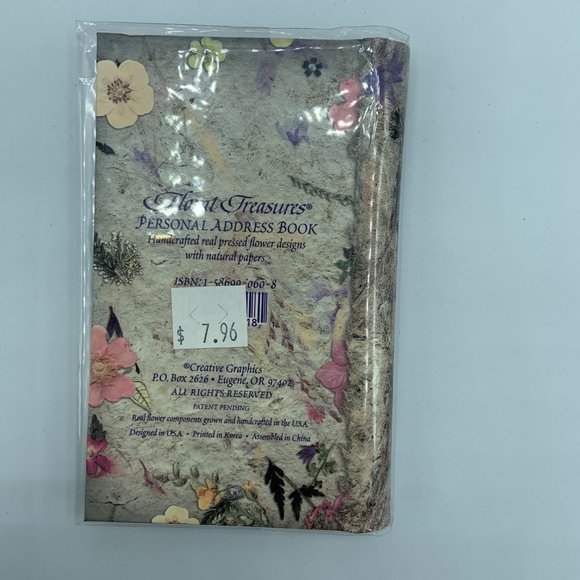 NWT - Small Personal Pressed Flower Design Address Book - Picture 2 of 2